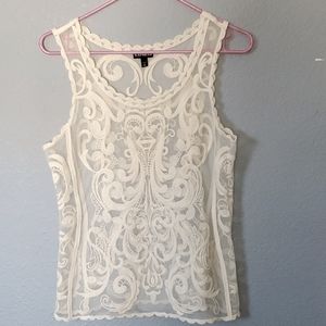 NWOT Sleeveless Ivory Netted Tank Top